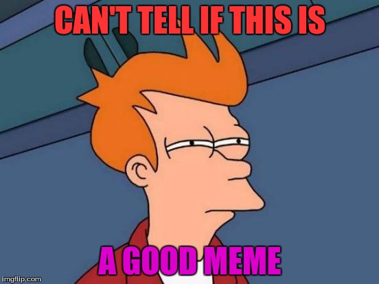 Futurama Fry | CAN'T TELL IF THIS IS; A GOOD MEME | image tagged in memes,futurama fry | made w/ Imgflip meme maker