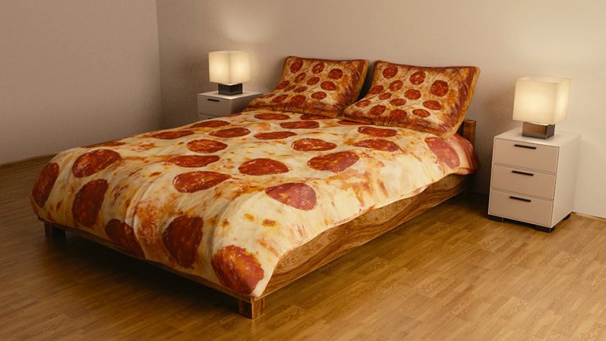 Pizza bed Blank Meme Template