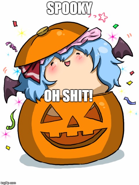 shoppu | SPOOKY; OH SHIT! | image tagged in touhou yukkuri | made w/ Imgflip meme maker