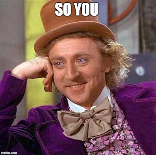 Creepy Condescending Wonka | SO YOU | image tagged in memes,creepy condescending wonka | made w/ Imgflip meme maker