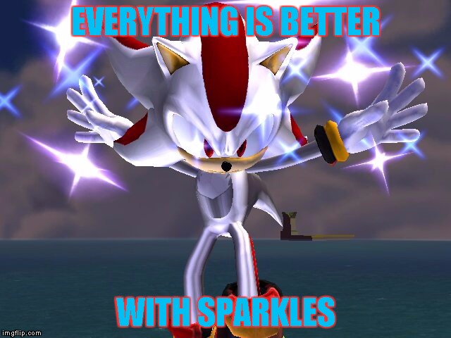 EVERYTHING IS BETTER; WITH SPARKLES | image tagged in hyper,shadow the hedgehog | made w/ Imgflip meme maker