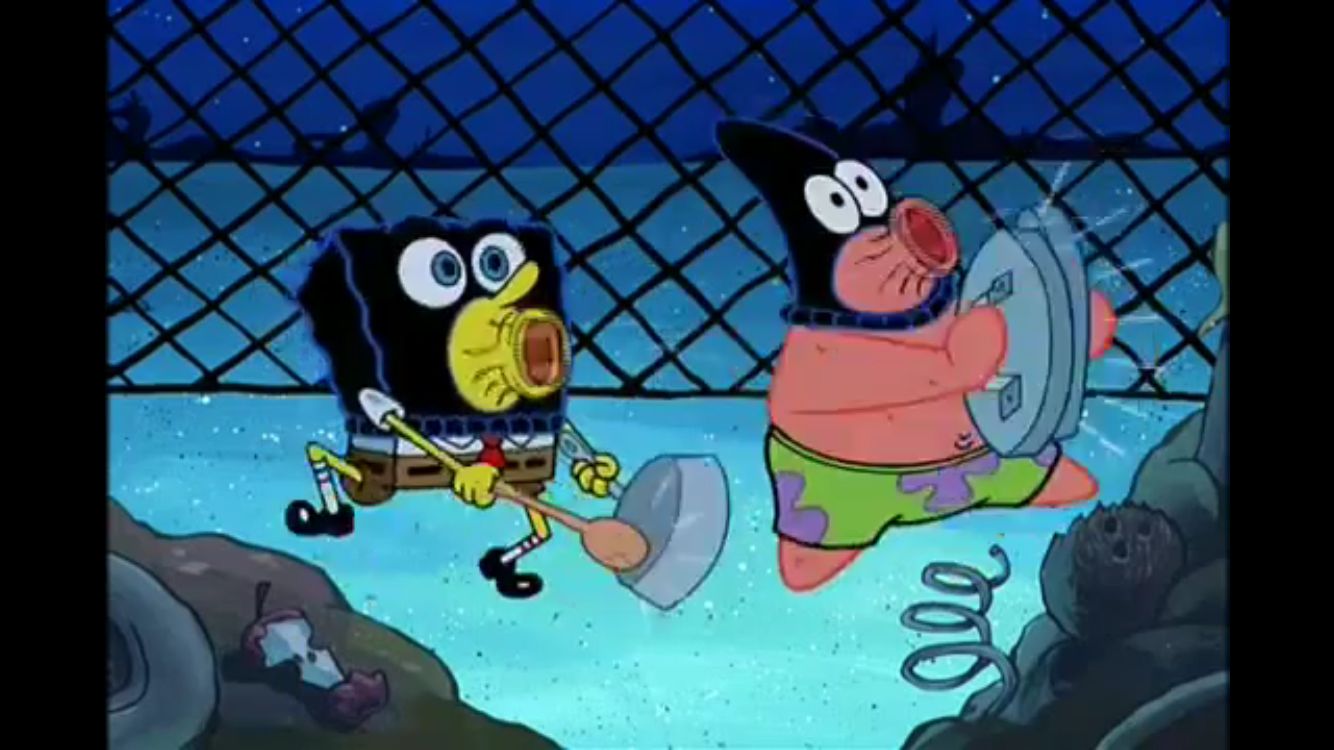 Spongebob and Patrick making noise Blank Meme Template