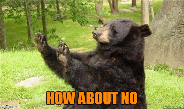 No Bear Blank | HOW ABOUT NO | image tagged in no bear blank | made w/ Imgflip meme maker