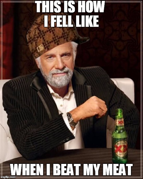 The Most Interesting Man In The World Meme | THIS IS HOW I FELL LIKE; WHEN I BEAT MY MEAT | image tagged in memes,the most interesting man in the world,scumbag | made w/ Imgflip meme maker