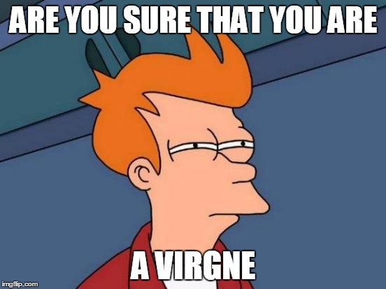 Futurama Fry | ARE YOU SURE THAT YOU ARE; A VIRGNE | image tagged in memes,futurama fry | made w/ Imgflip meme maker