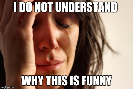 I DO NOT UNDERSTAND WHY THIS IS FUNNY | image tagged in memes,first world problems | made w/ Imgflip meme maker