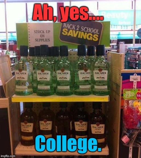 "Back 2 School Savings?!" I'm IN: | Ah, yes.... College. | image tagged in memes,college,funny | made w/ Imgflip meme maker