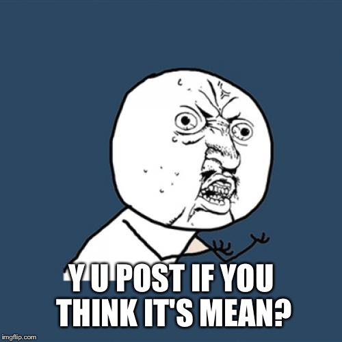 Y U No Meme | Y U POST IF YOU THINK IT'S MEAN? | image tagged in memes,y u no | made w/ Imgflip meme maker