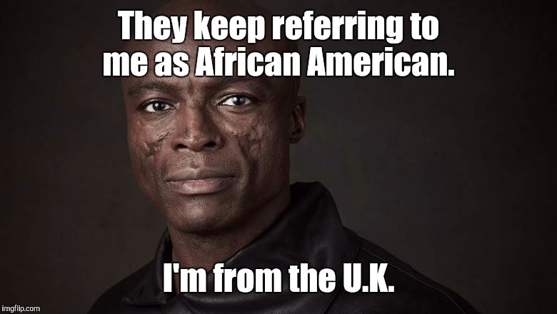 Seal | They keep referring to me as African American. I'm from the U.K. | image tagged in seal | made w/ Imgflip meme maker