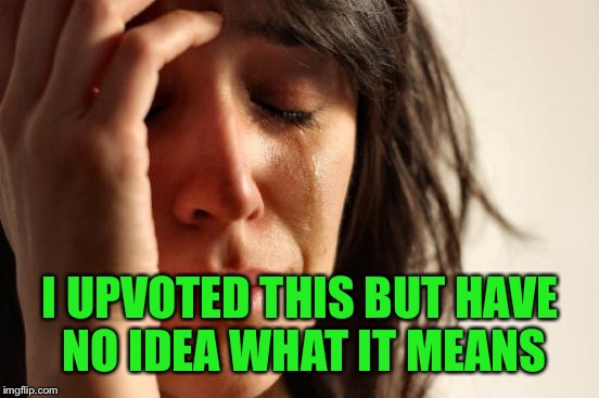 First World Problems Meme | I UPVOTED THIS BUT HAVE NO IDEA WHAT IT MEANS | image tagged in memes,first world problems | made w/ Imgflip meme maker