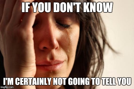 IF YOU DON'T KNOW I'M CERTAINLY NOT GOING TO TELL YOU | image tagged in memes,first world problems | made w/ Imgflip meme maker