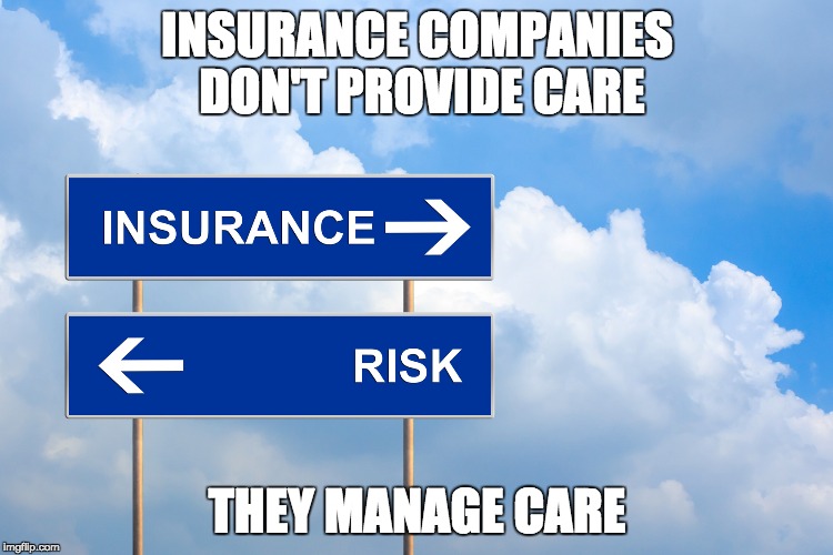 Healthcare for Profit | INSURANCE COMPANIES DON'T PROVIDE CARE; THEY MANAGE CARE | image tagged in insurance,health care,single payer,obamacare,aca,ahca | made w/ Imgflip meme maker