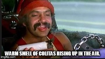 mega | WARM SMELL OF COLITAS RISING UP IN THE AIR. | image tagged in mega | made w/ Imgflip meme maker