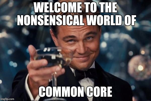 Leonardo Dicaprio Cheers Meme | WELCOME TO THE NONSENSICAL WORLD OF COMMON CORE | image tagged in memes,leonardo dicaprio cheers | made w/ Imgflip meme maker