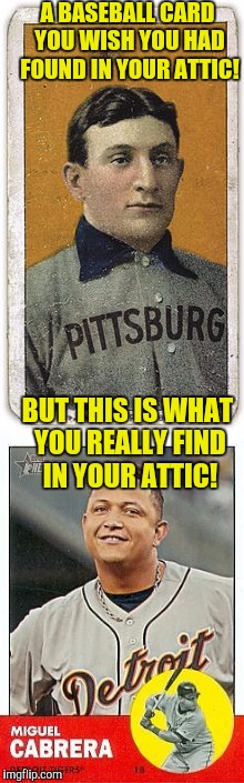 XD | A BASEBALL CARD YOU WISH YOU HAD FOUND IN YOUR ATTIC! BUT THIS IS WHAT YOU REALLY FIND IN YOUR ATTIC! | image tagged in memes | made w/ Imgflip meme maker