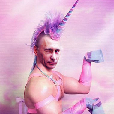 Unicorn Putin Man Blank Meme Template