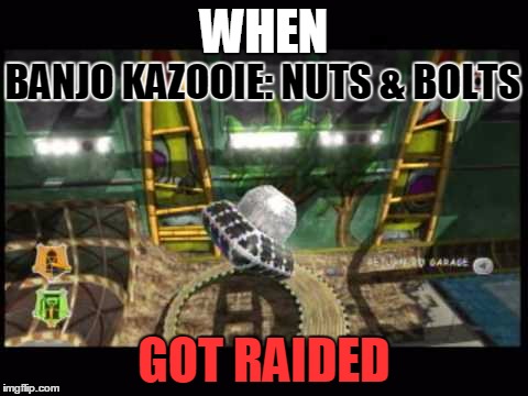 By the way, I took a picture of this as I created it! Looks cool though.. | WHEN; BANJO KAZOOIE: NUTS & BOLTS; GOT RAIDED | image tagged in banjo-kazooie nuts  bolts ufo,banjo-kazooie,banjo-kazooie nuts and bolts,ufo,cool,nuts and bolts | made w/ Imgflip meme maker
