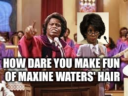 Maxine Waters | HOW DARE YOU MAKE FUN OF MAXINE WATERS' HAIR | image tagged in james brown gospel,bill oreilly | made w/ Imgflip meme maker