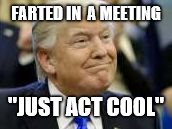FARTED IN  A MEETING; "JUST ACT COOL" | image tagged in smirk | made w/ Imgflip meme maker