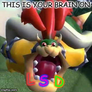Bowser on LSD | THIS IS YOUR BRAIN ON; L; S; D | image tagged in bowser on lsd | made w/ Imgflip meme maker