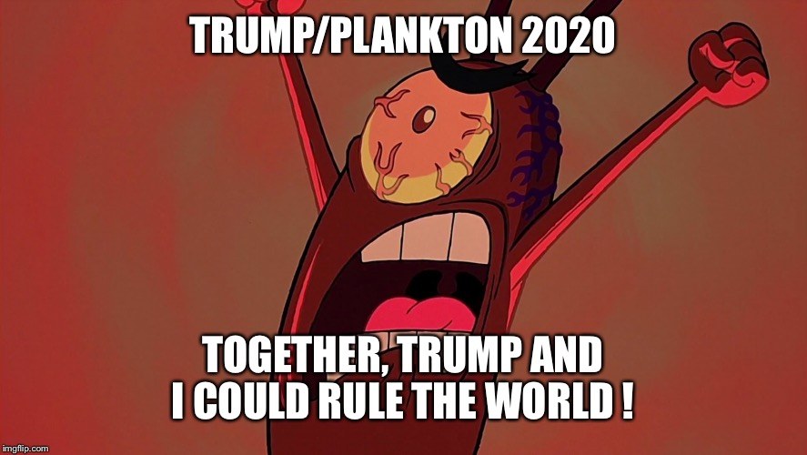 TRUMP/PLANKTON 2020 TOGETHER, TRUMP AND I COULD RULE THE WORLD ! | made w/ Imgflip meme maker