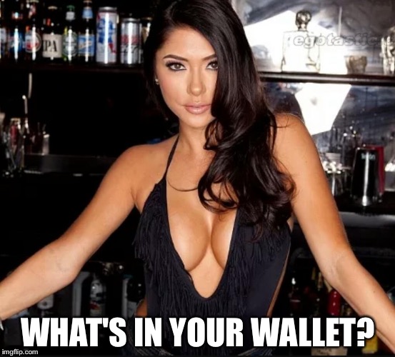 WHAT'S IN YOUR WALLET? | image tagged in bar tender | made w/ Imgflip meme maker