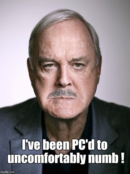 John Cleese | I've been PC'd to uncomfortably numb ! | image tagged in john cleese | made w/ Imgflip meme maker