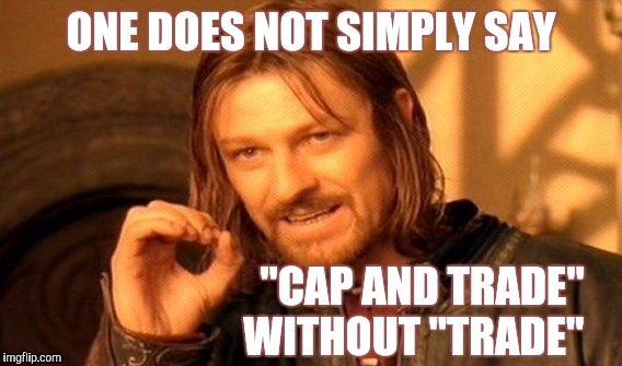 One Does Not Simply Meme | ONE DOES NOT SIMPLY SAY "CAP AND TRADE"          WITHOUT "TRADE" | image tagged in memes,one does not simply | made w/ Imgflip meme maker