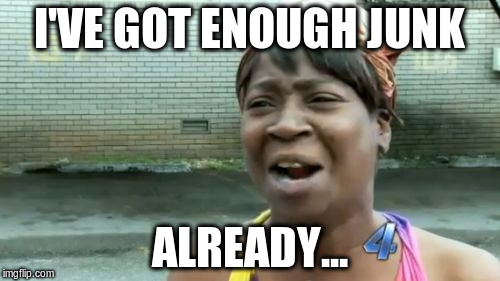Ain't Nobody Got Time For That Meme | I'VE GOT ENOUGH JUNK ALREADY... | image tagged in memes,aint nobody got time for that | made w/ Imgflip meme maker