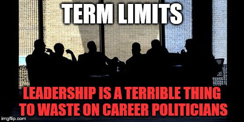 Secret Cabal | TERM LIMITS; LEADERSHIP IS A TERRIBLE THING TO WASTE ON CAREER POLITICIANS | image tagged in secret cabal | made w/ Imgflip meme maker