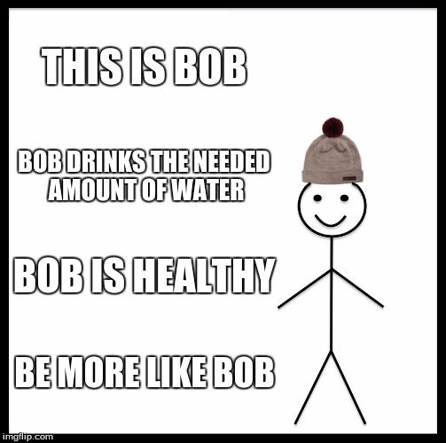 Be Like Bill | THIS IS BOB; BOB DRINKS THE NEEDED AMOUNT OF WATER; BOB IS HEALTHY; BE MORE LIKE BOB | image tagged in memes,be like bill | made w/ Imgflip meme maker