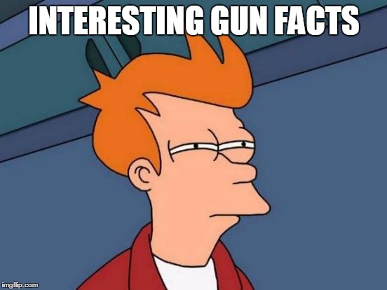 Futurama Fry | INTERESTING GUN FACTS | image tagged in memes,futurama fry | made w/ Imgflip meme maker