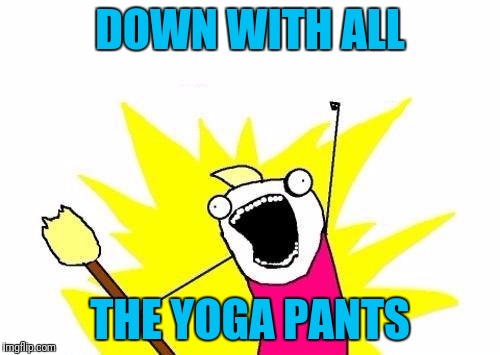I don't support many movements but this one i can get behind | DOWN WITH ALL; THE YOGA PANTS | image tagged in memes,x all the y | made w/ Imgflip meme maker