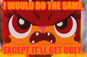 Angry Kitty | I WOULD DO THE SAME, EXCEPT IT'LL GET UGLY. | image tagged in angry kitty | made w/ Imgflip meme maker