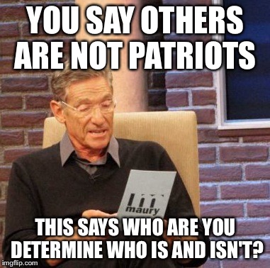 Maury Lie Detector Meme | YOU SAY OTHERS ARE NOT PATRIOTS THIS SAYS WHO ARE YOU DETERMINE WHO IS AND ISN'T? | image tagged in memes,maury lie detector | made w/ Imgflip meme maker
