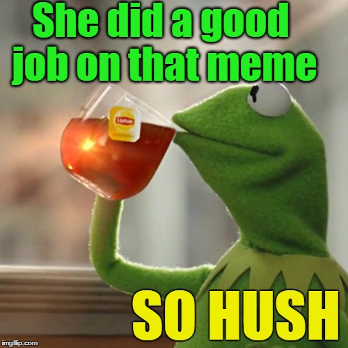 But That's None Of My Business Meme | She did a good job on that meme SO HUSH | image tagged in memes,but thats none of my business,kermit the frog | made w/ Imgflip meme maker