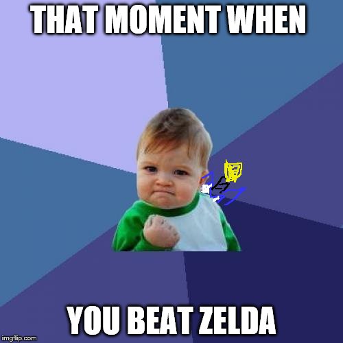 Success Kid Meme | THAT MOMENT WHEN; YOU BEAT ZELDA | image tagged in memes,success kid | made w/ Imgflip meme maker