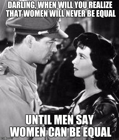 Deep Conversation | DARLING, WHEN WILL YOU REALIZE THAT WOMEN WILL NEVER BE EQUAL; UNTIL MEN SAY WOMEN CAN BE EQUAL | image tagged in deep conversation | made w/ Imgflip meme maker