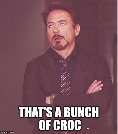 Face You Make Robert Downey Jr Meme | THAT'S A BUNCH OF CROC | image tagged in memes,face you make robert downey jr | made w/ Imgflip meme maker