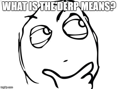 Question Rage Face | WHAT IS THE DERP MEANS? | image tagged in memes,question rage face | made w/ Imgflip meme maker
