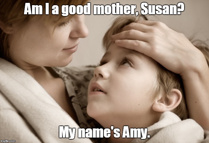 mother and daughter | Am I a good mother, Susan? My name's Amy. | image tagged in mother and daughter | made w/ Imgflip meme maker