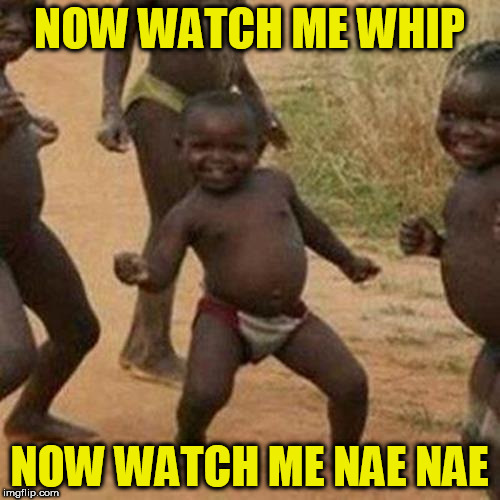 Third World Success Kid Meme | NOW WATCH ME WHIP NOW WATCH ME NAE NAE | image tagged in memes,third world success kid | made w/ Imgflip meme maker