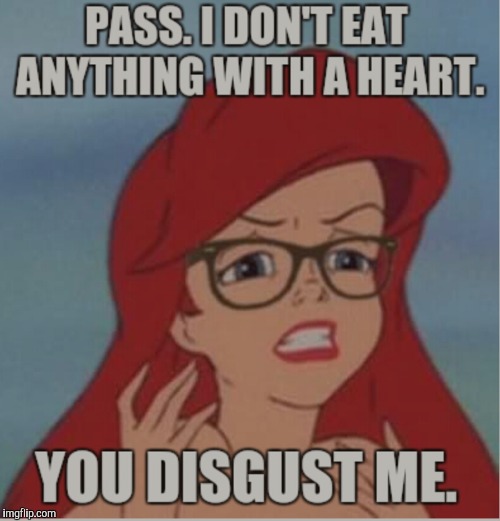 Artichokes, anyone? | U | image tagged in hipster ariel,food | made w/ Imgflip meme maker