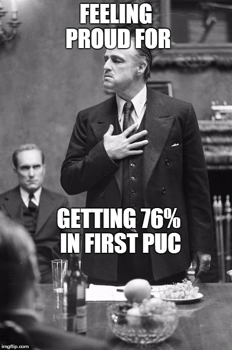proud | FEELING PROUD FOR; GETTING 76% IN FIRST PUC | image tagged in proud | made w/ Imgflip meme maker