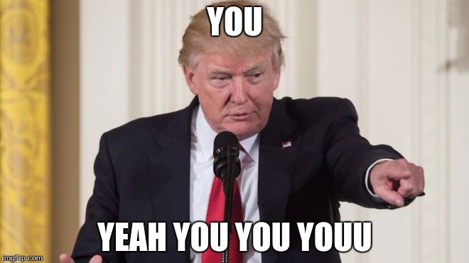 YOU; YEAH YOU YOU YOUU | image tagged in trump | made w/ Imgflip meme maker
