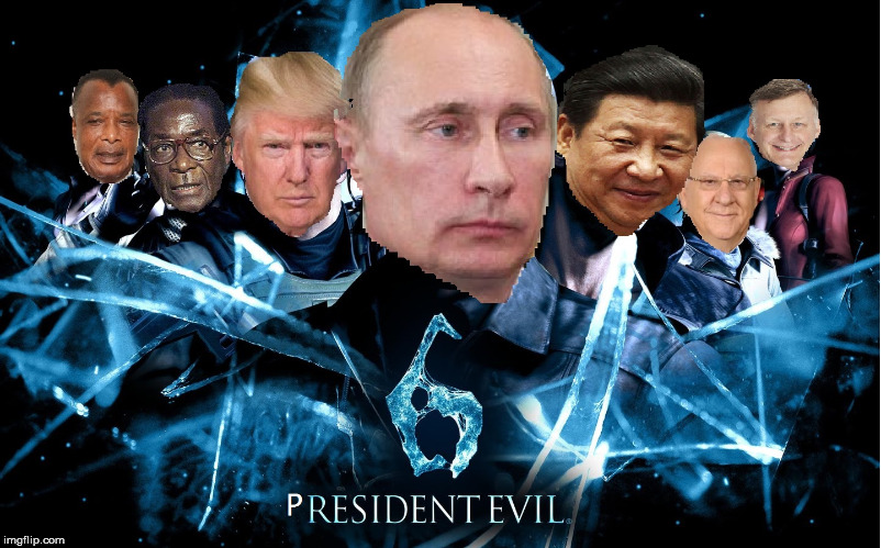 president evil | image tagged in president,vladimir putin,donald trump,resident evil,evil | made w/ Imgflip meme maker
