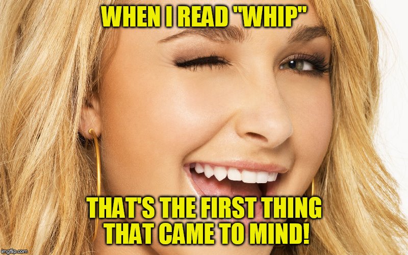 WHEN I READ "WHIP" THAT'S THE FIRST THING THAT CAME TO MIND! | made w/ Imgflip meme maker