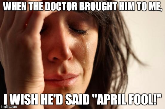 Bad Luck Brian's mom | WHEN THE DOCTOR BROUGHT HIM TO ME, I WISH HE'D SAID "APRIL FOOL!" | image tagged in memes,first world problems | made w/ Imgflip meme maker