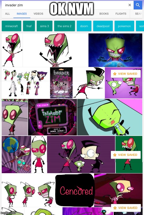 Well shit | OK NVM | image tagged in invader zim,google images,google,nsfw | made w/ Imgflip meme maker
