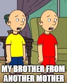 my brother from another mother | MY BROTHER FROM ANOTHER MOTHER | image tagged in caillou  daillou | made w/ Imgflip meme maker